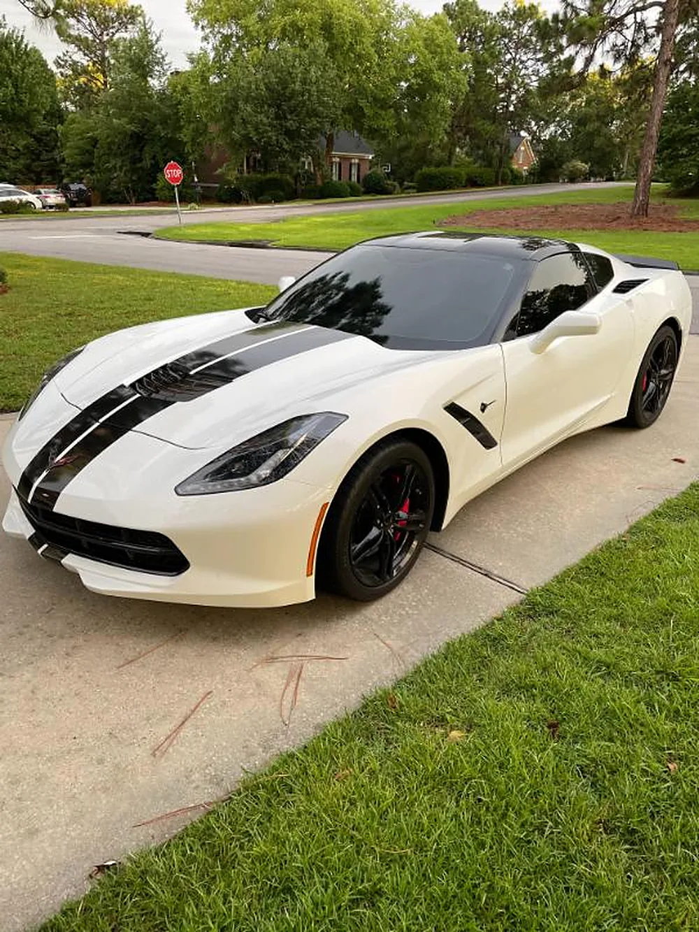 White Corvette with tinted glass