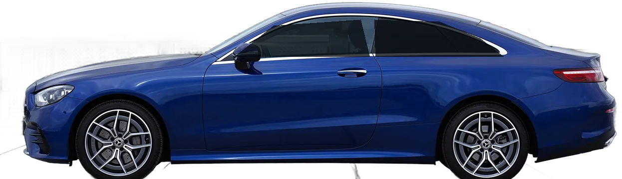 Blue two-door coupe with tinted windows