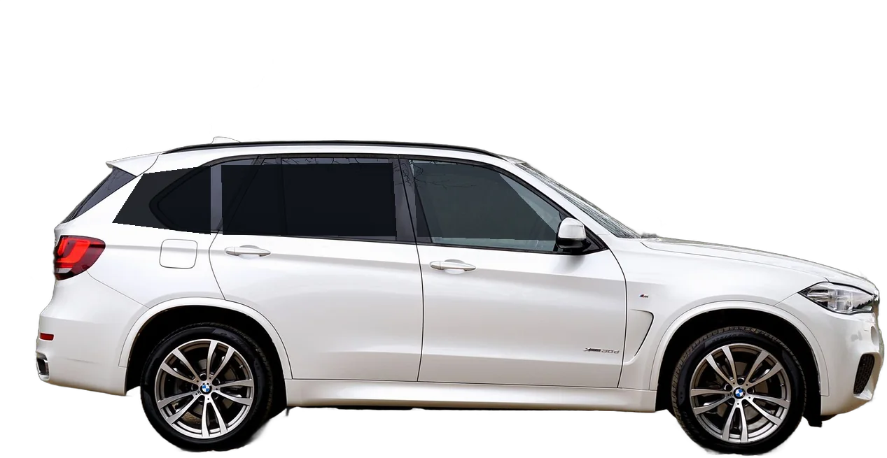 White SUV with dark rear windows and lighter front windows