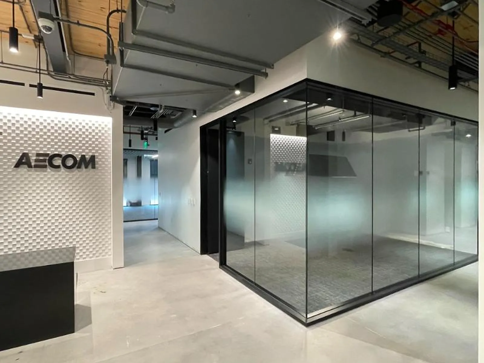 AECOM office glass partitions with decorative film