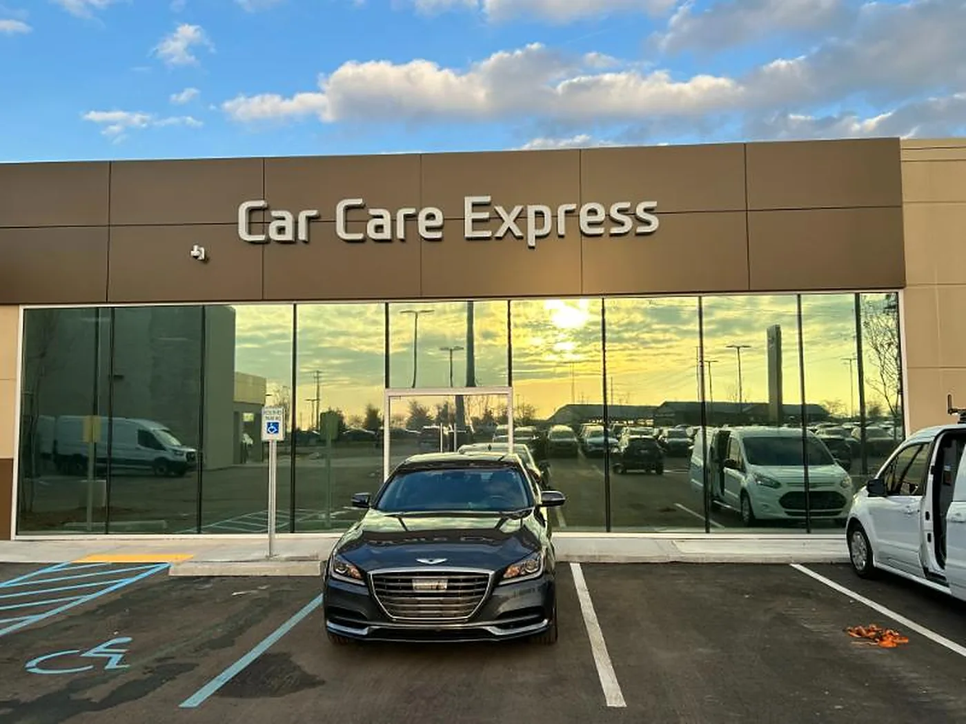 Car Care Express dealership showroom glass