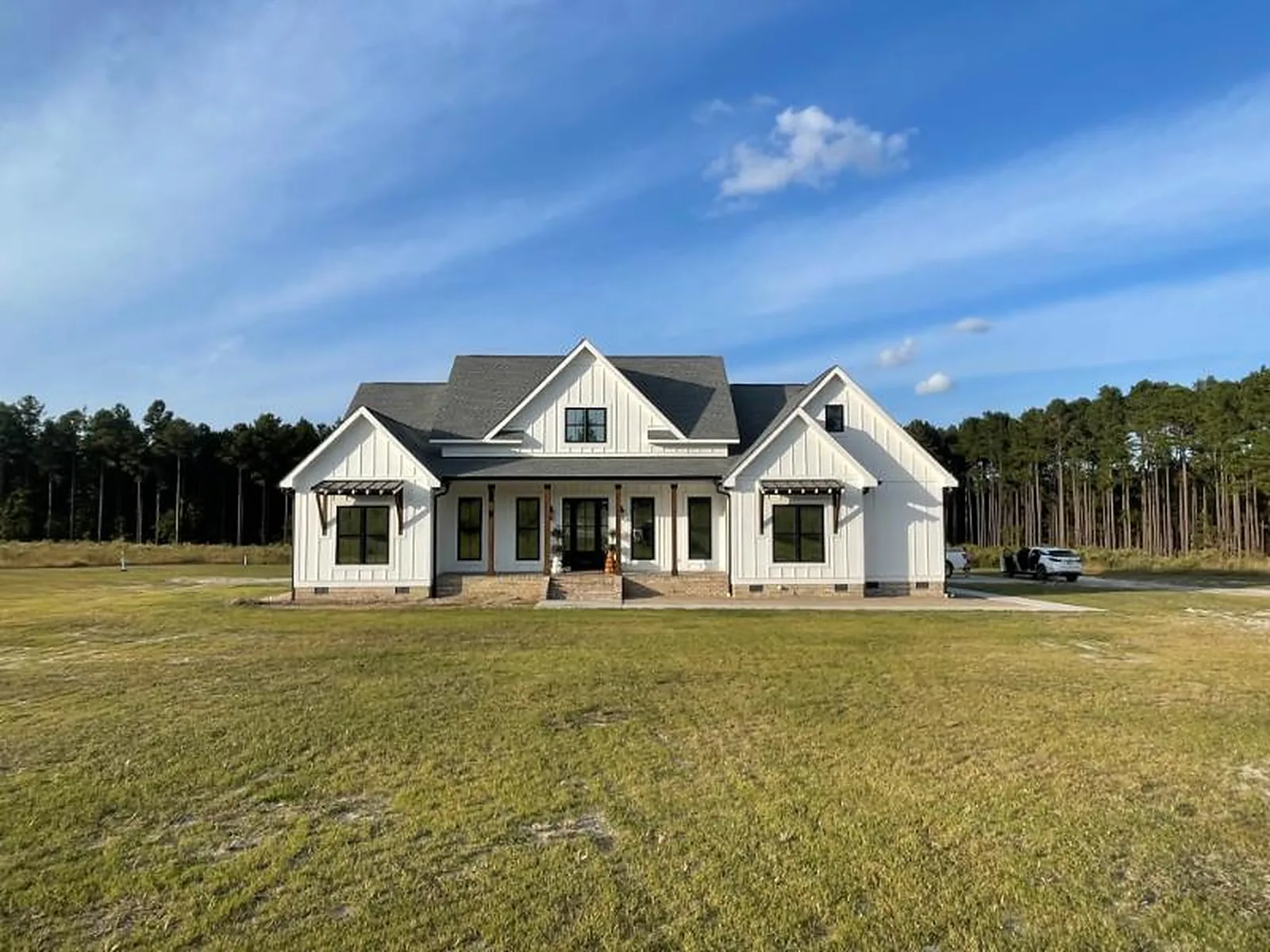 Modern farmhouse with residential window film on large front windows