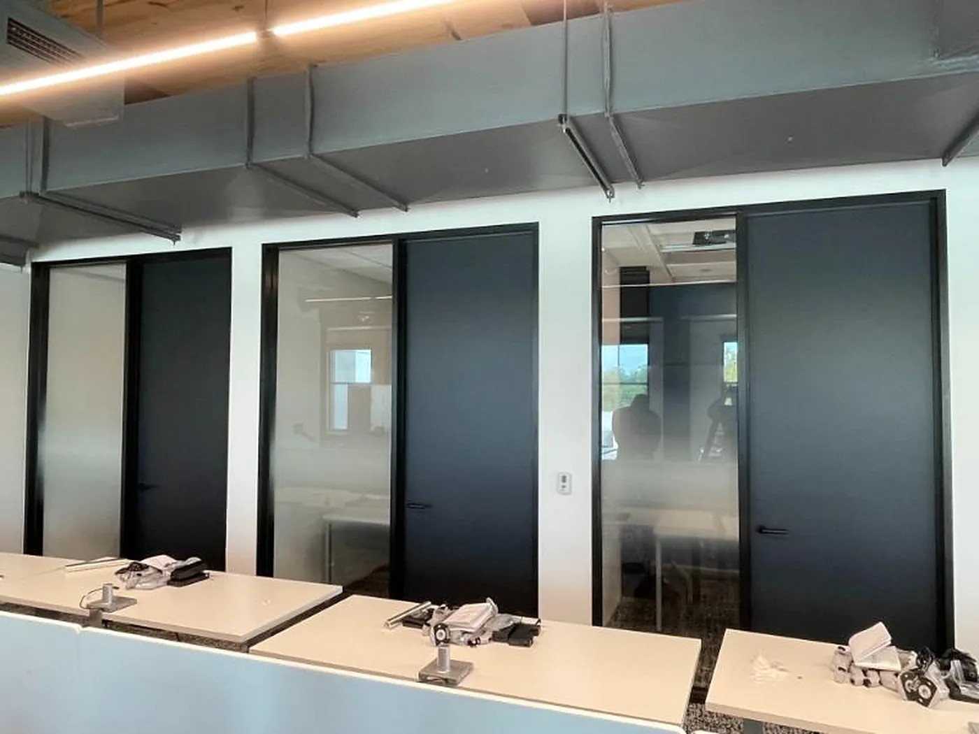 Frosted decorative film on office glass partitions