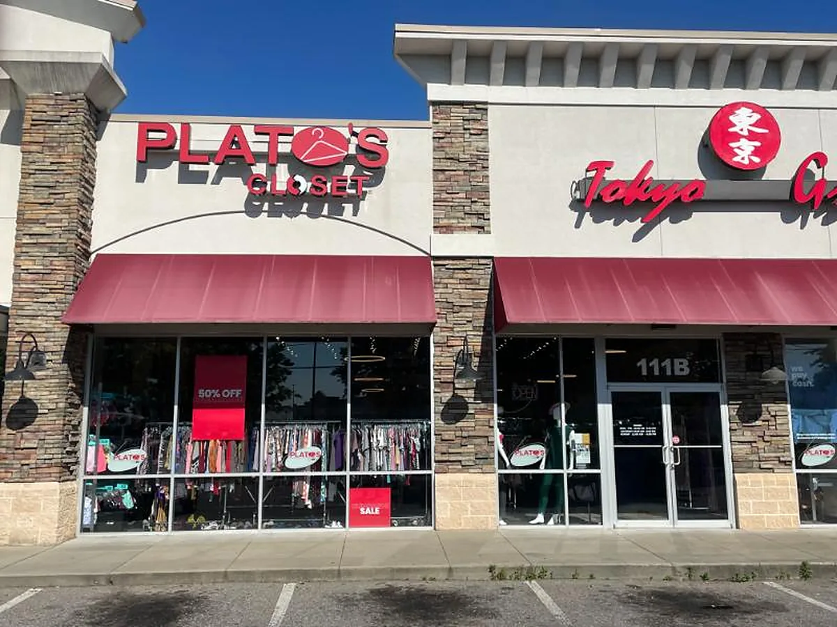 Plato's Closet retail storefront with window film